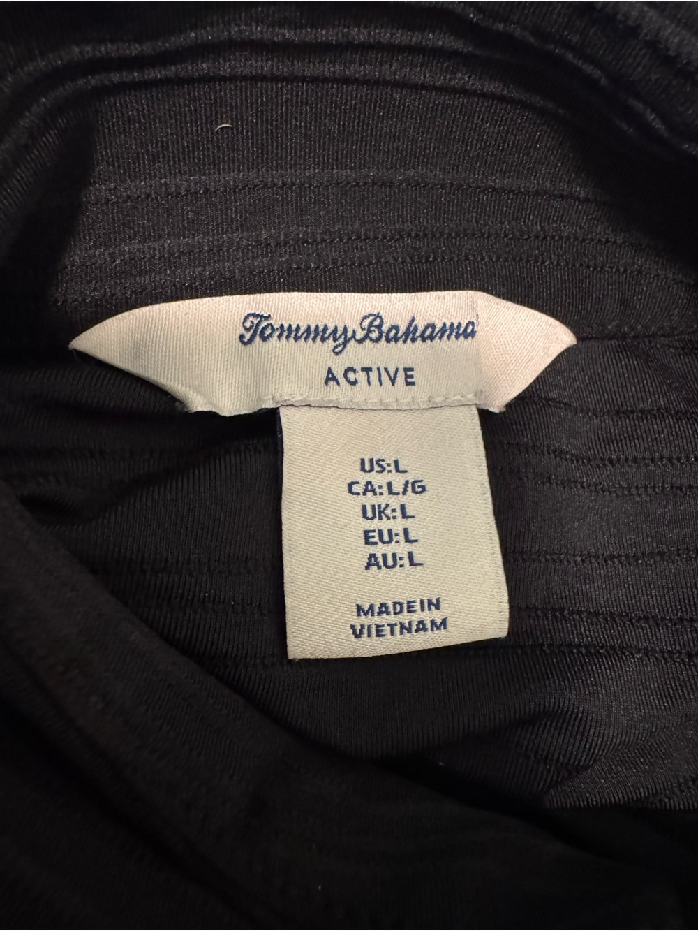 Tommy Bahama Active, Black Quarter-Zip Lightweight Pullover. Size Large - Picture 2 of 5